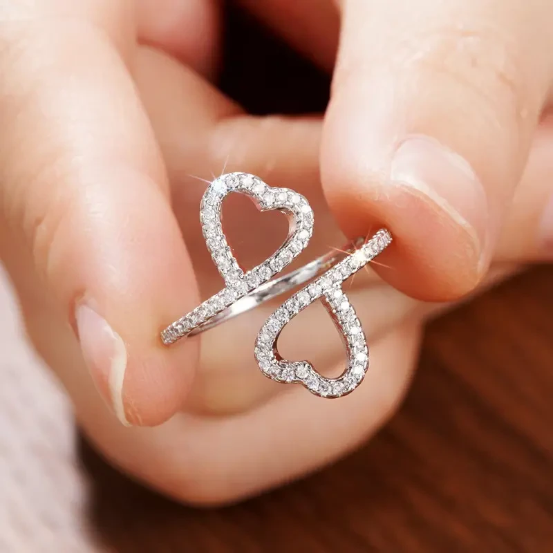 Womens Adjustable Open Heart Ring Personalized Infinity Love Jewelry with 3A Zirconia | Romantic Gift for Anniversaries & Special Occasions in New Zealand