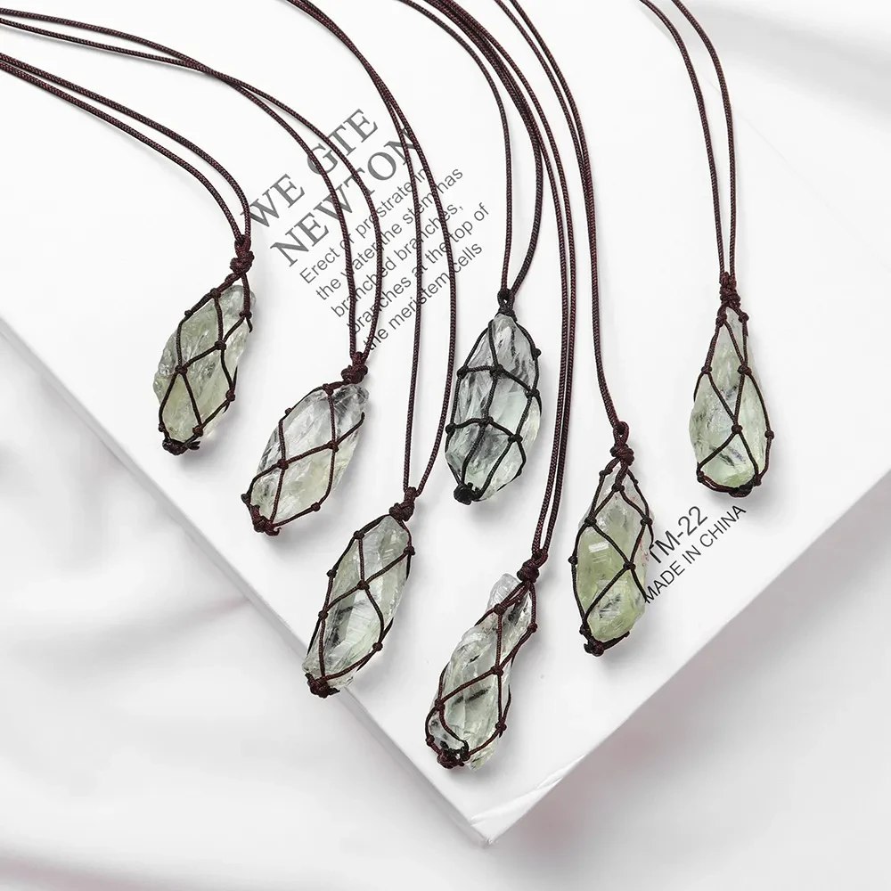 Woven Mesh Pendant Necklace Power Stone