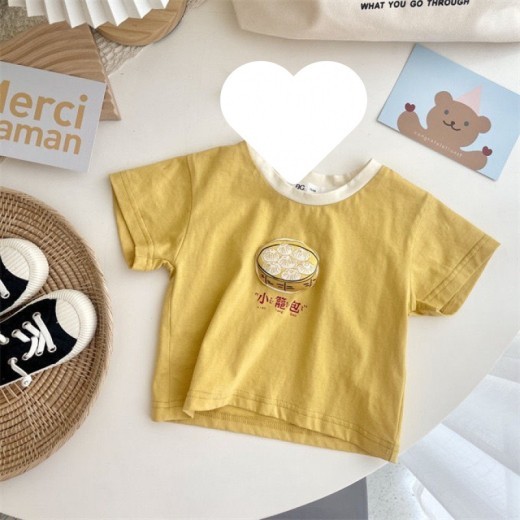 Summer New Versatile Girls' Short-sleeved Casual Round Neck