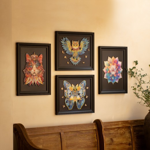 ROWOOD Mystic Mandala Flower, Cat King, Morpho Helena, Owl 200 Piece Jigsaw Puzzle For Adults Kids, Challenging Game, Educational Toy, Puzzle Gifts For Women, Gifts For Men