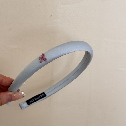 Korean Style High Skull Top Satin Blue Headband