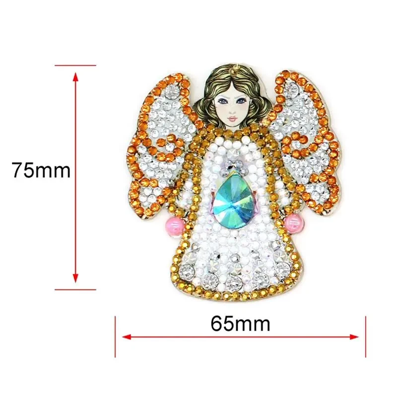 5Pcs DIY Diamond Painting Keychain Angel Pattern Diamond Embroidery