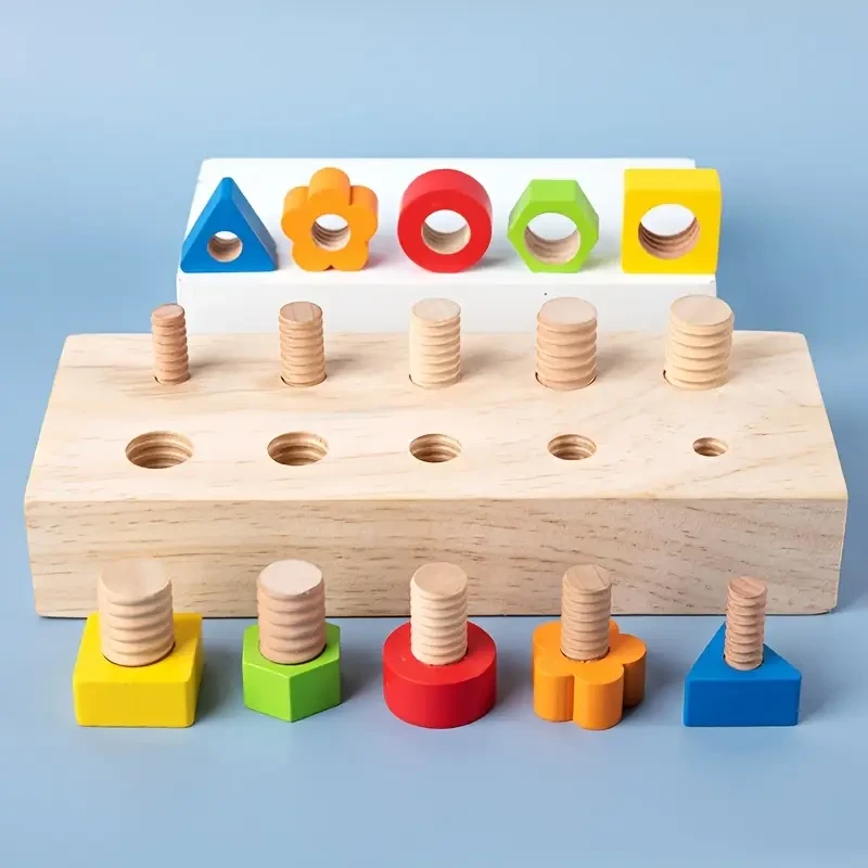 Wooden Screw Matching Puzzle Board