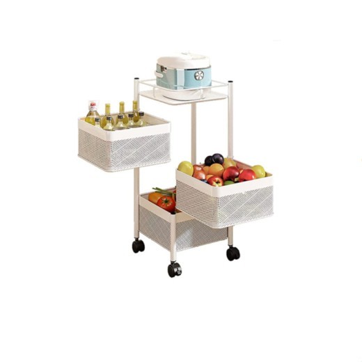 Kitchen Storage Shelf Vegetable Rotating Shelf Floor Multi-layer Square