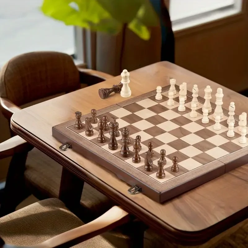 Wooden Chess Set Foldable, 38.1cm/15inch