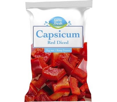 CAPSICUM RED DICED 10MM 1KG (FARM FRESH) [FZN]