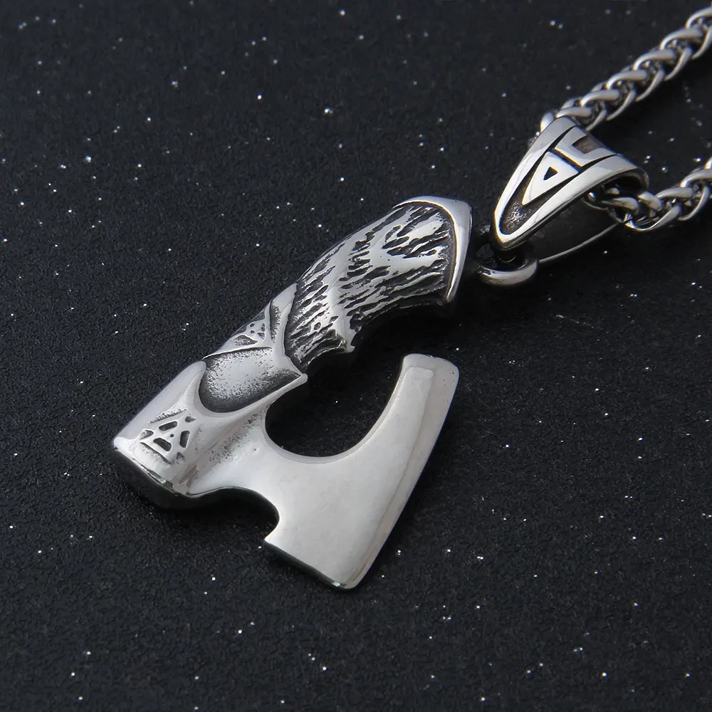 Viking Celtic Wolf Crow Double-sided Axe Pendant