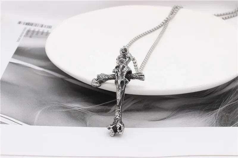 European And American Personalized Vintage Viking Long Pointed Bone Cross Men's Titanium Steel Pendant
