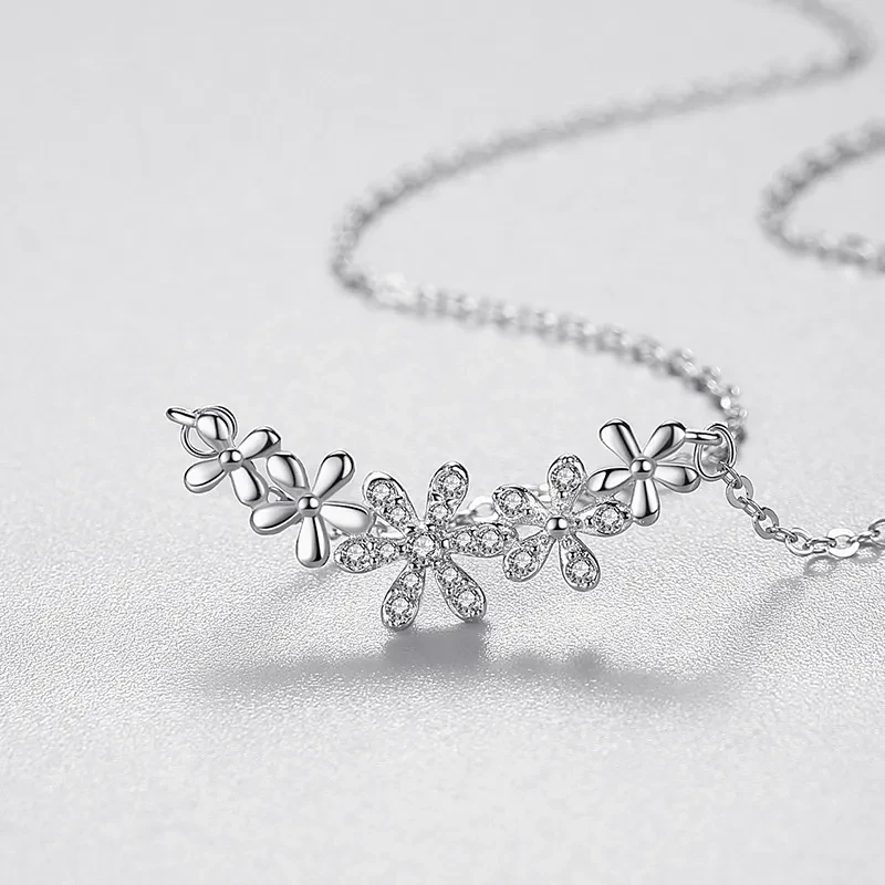 S925 Sterling Silver Daisy Pendant Necklace
