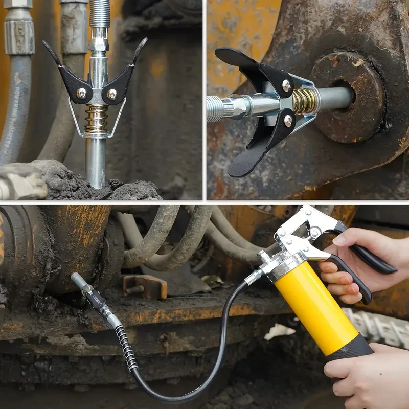 8000 PSI Heavy Duty Pistol Grip Oil Gun Kit With 14 Oz Load, 45.72 Cm Spring Deflection Hose