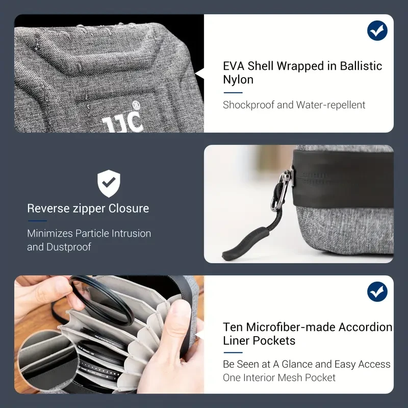 JJC Compact 10-Pocket Circular Filter Storage Case