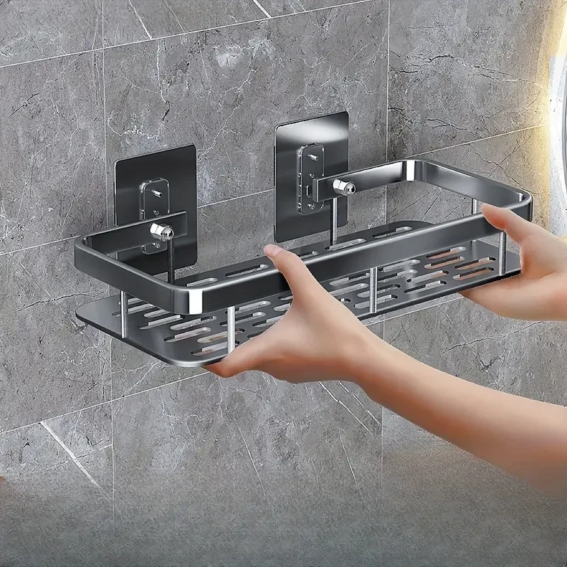 Easy-Install Aluminum Wall Shelf - No-Drill Bathroom, Kitchen & Toilet Shelf