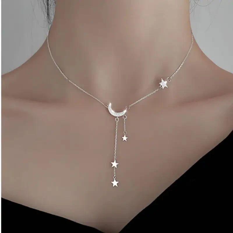 Elegant Tassel Star Moon Necklace  Minimalist Style, Fashion Necklace for Women, Perfect Birthday Gifts, New Year, Valentine's Day Gifts, Eid al-Fitr, Ramadan