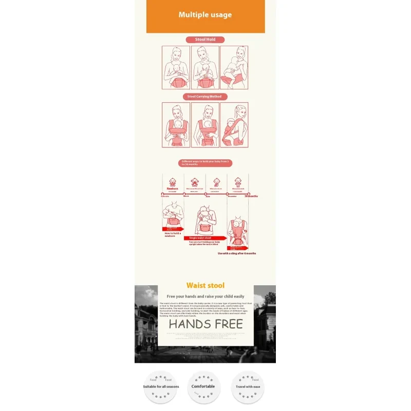 Multi Functional Cotton Baby Waist Stool And Shoulder Strap