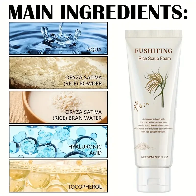 FUSHITING Rice Scrub Foam Cleansing Gel