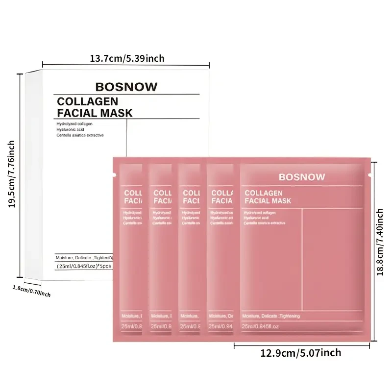 5pcs BOSNNOW Collagen White Face Masks