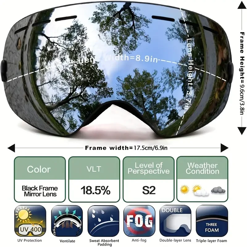 Anti-Fog Skiing Goggles - Snowboard Glasses For Men And Women