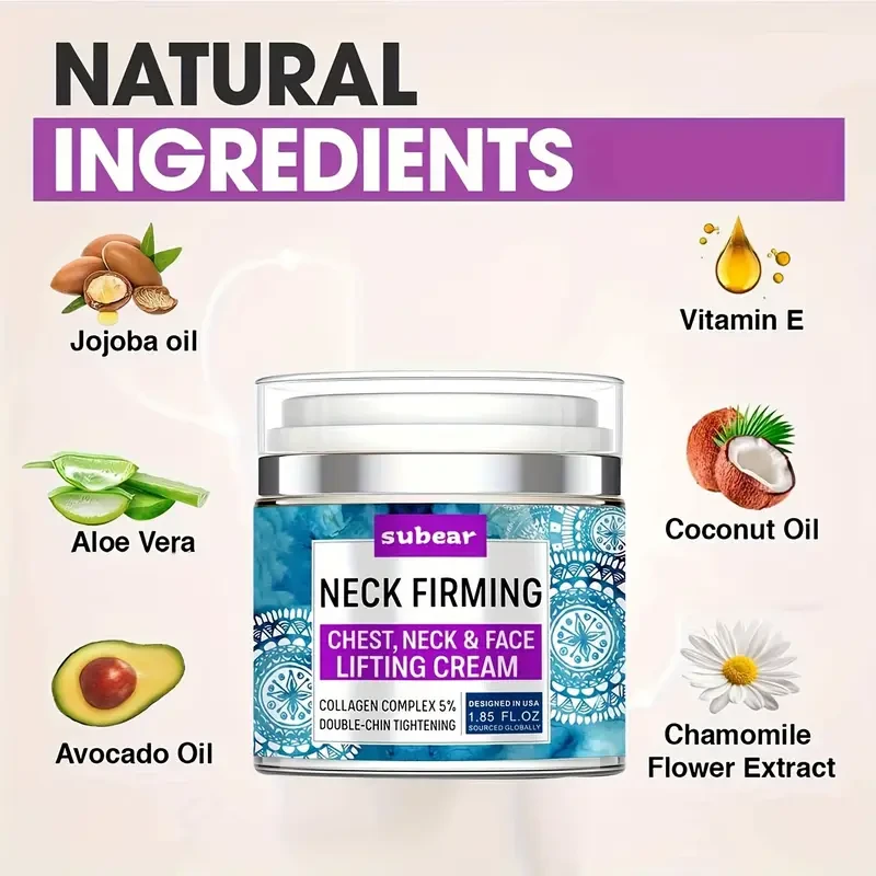 Subear Neck Firming Cream with Collagen Complex 5%, Double Chin Reducer & Hyaluronic Acid