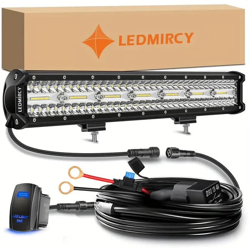 50.8 cm LED Light Bar Kit with Rocker Switch Wiring Harness