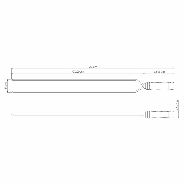 Heavy Duty Duel Prong Stainless Steel Skewer Wood Handle 75cm  - Tramontina
