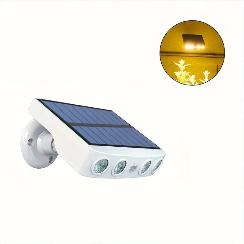 LED Solar Outdoor Lights with Motion Sensor - Powerful 4-LED Security Light with 3 Modes, Built-in 18650 Battery for Garden and Wall
