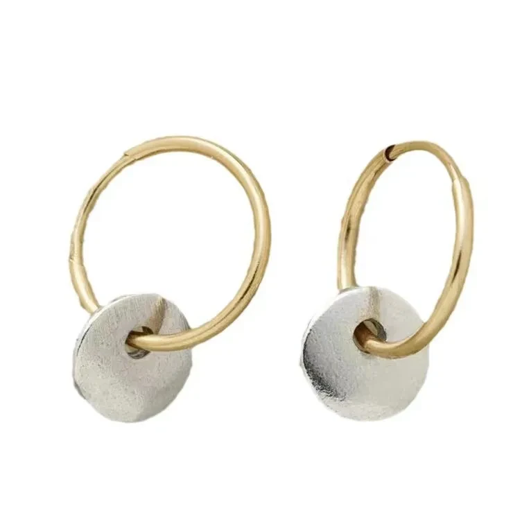 Simple Circle Dual Color Electroplated Earrings