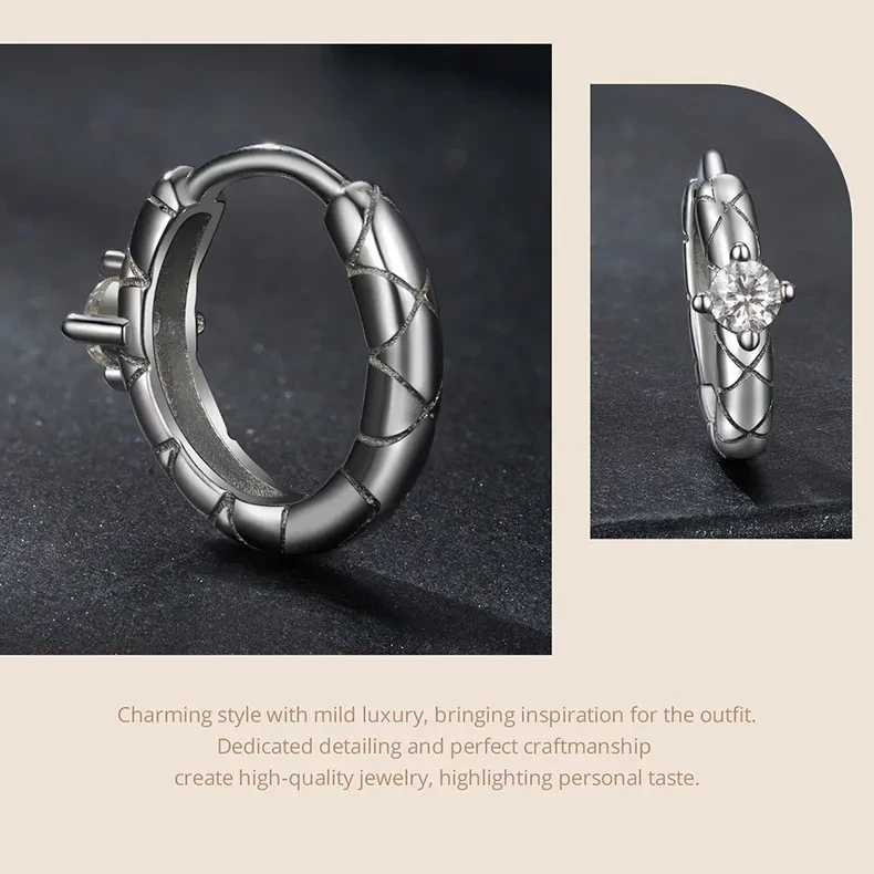 Diamond Plaid Ear Clip S925 Sterling Silver