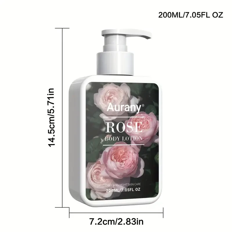 200ml/7.05 Fl.Oz, Rose Body Lotion With Natural Oils, Hyaluronic Acid