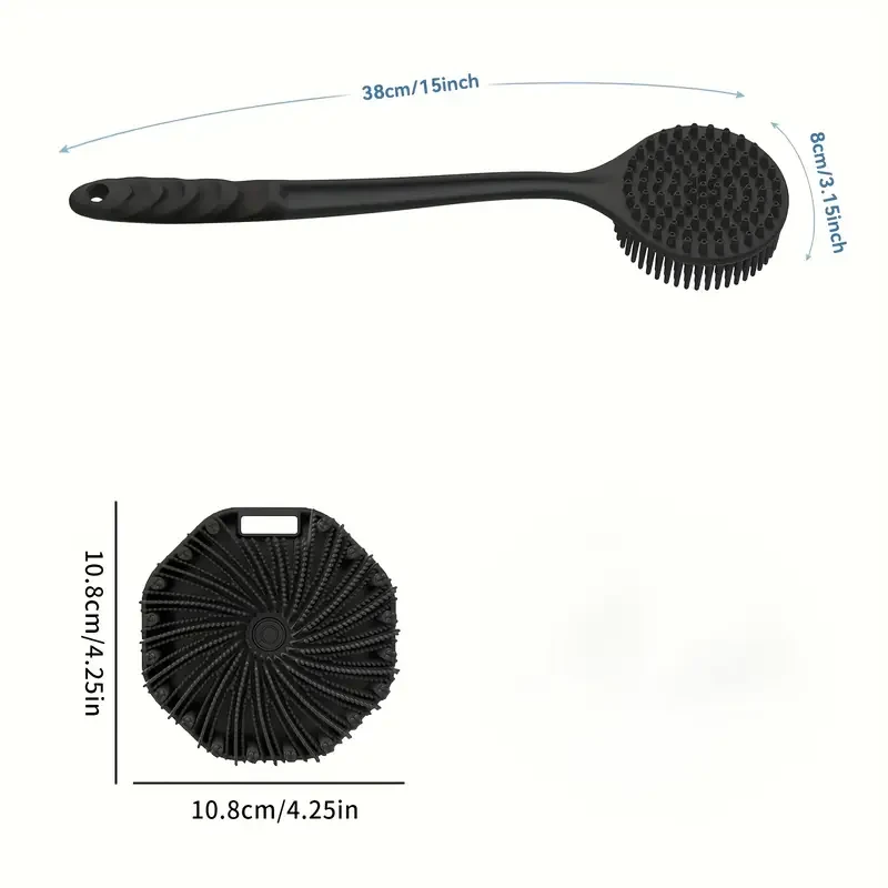 2pcs LATTBY Silicone Bath & Skincare Set: Dual-Sided Long-Handled Back Brush