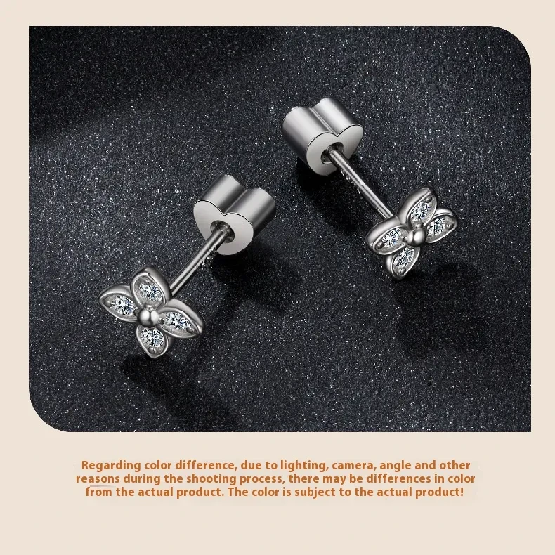 New Four-leaf Clover Moissanite Ear Studs
