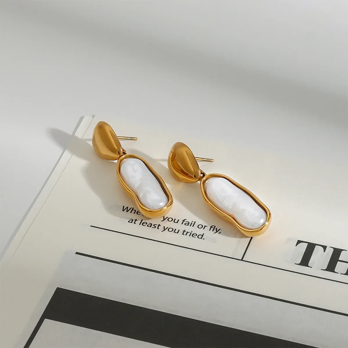 Titanium Steel Pearl Stud Earrings Light Luxury High Sense Ornament