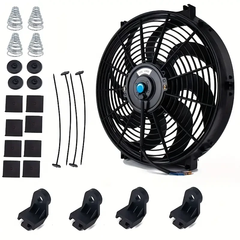 30cm Volt Electric Radiator Cooling Thermal Thermo Fan + Mounting Kits 12V 80W