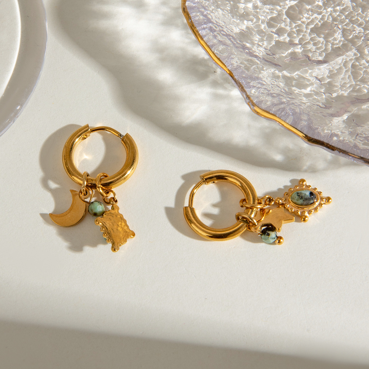 Fashion Stainless Steel Star Moon Ear Clip