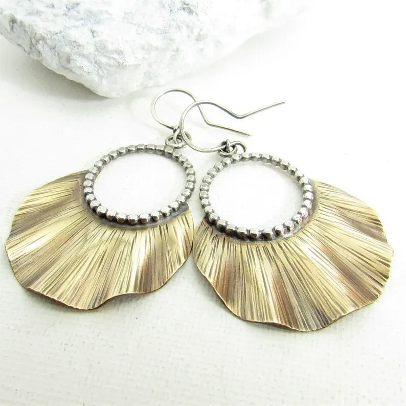 European And American Fashion Leaf Two-tone Earrings
