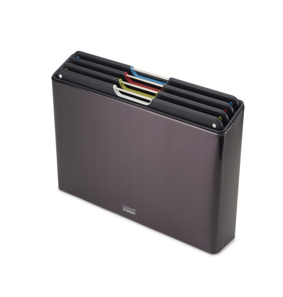 Folio Steel 4-piece chopping board set  Carbon Black  - Joseph Joseph