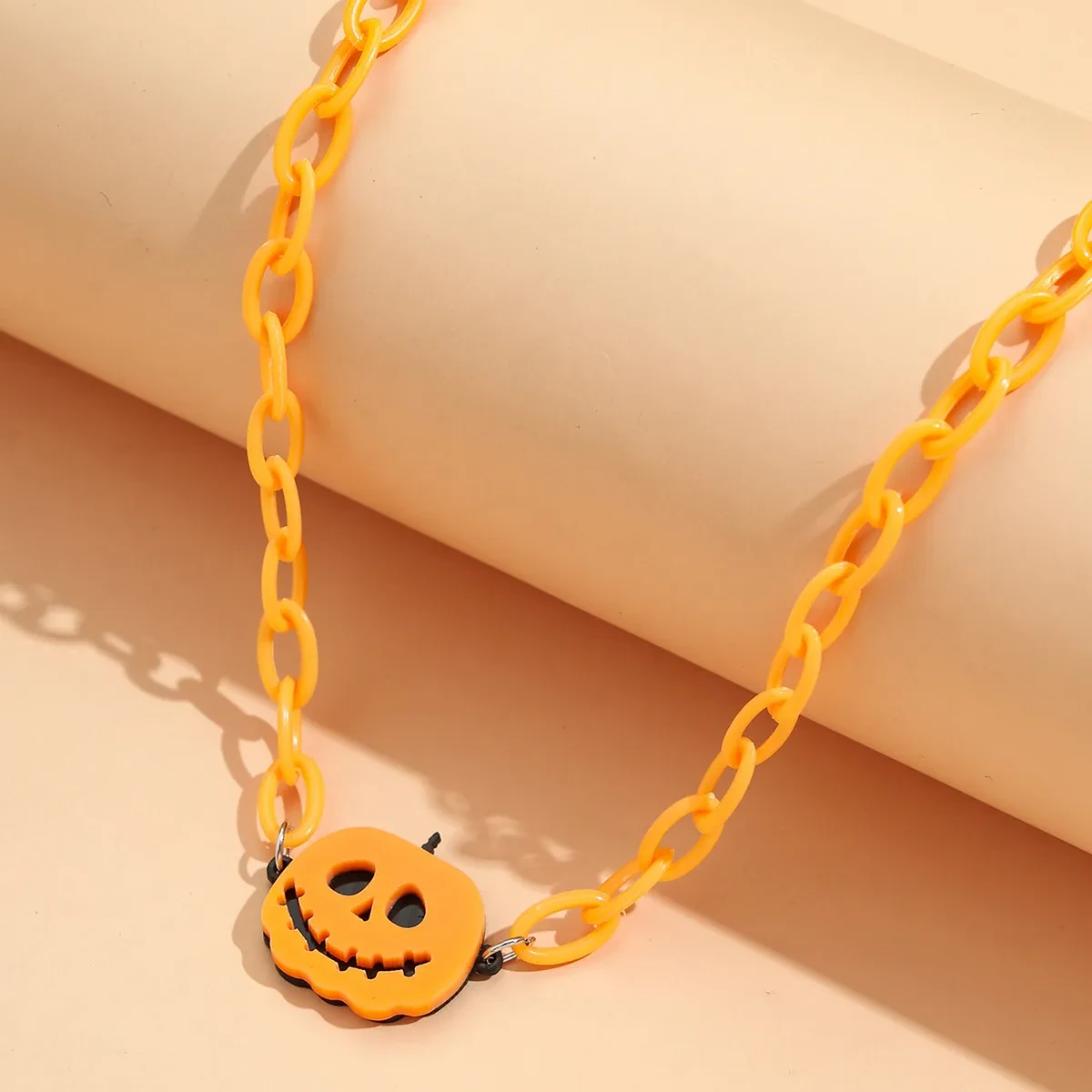 Pumpkin Imp Pendant Resin Chain Necklace