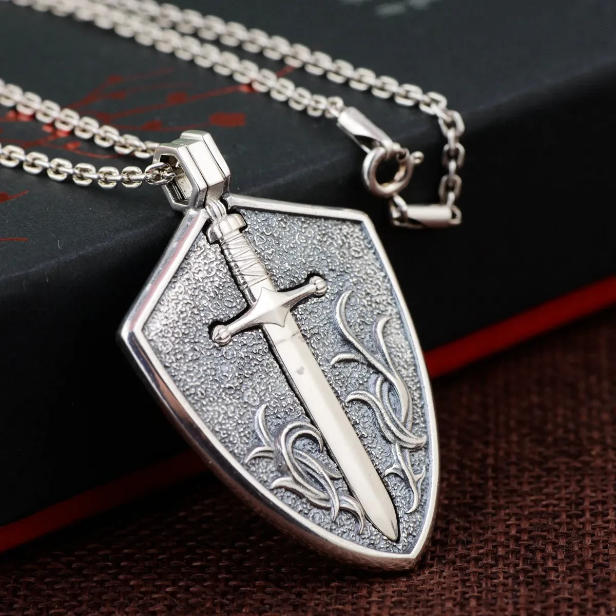 Men Fashion Sword And Shield Pendant