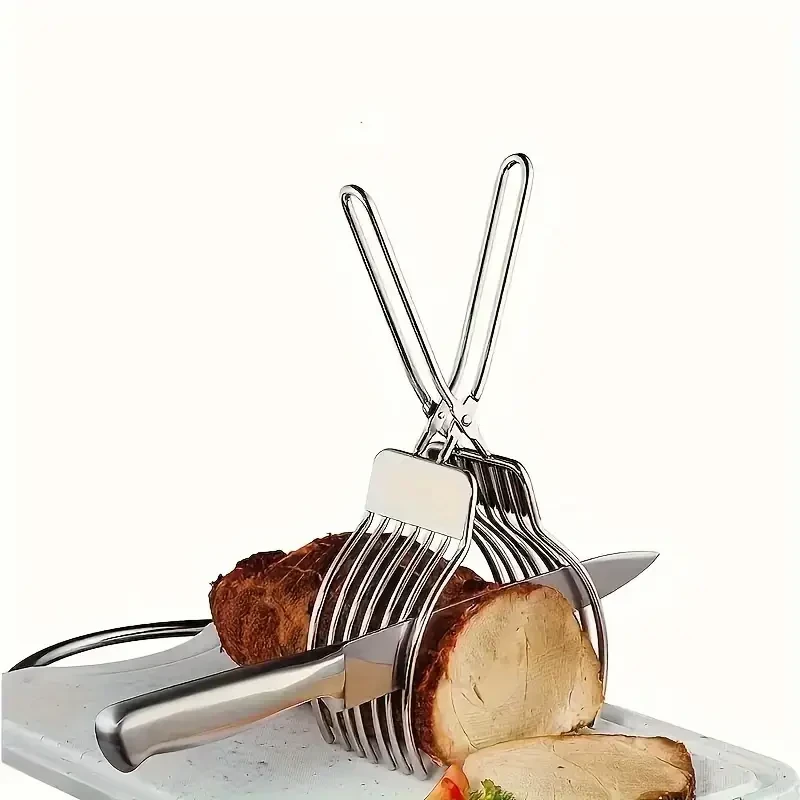 Stainless Steel Roast Beef Slicer with Built-In Serving Tongs