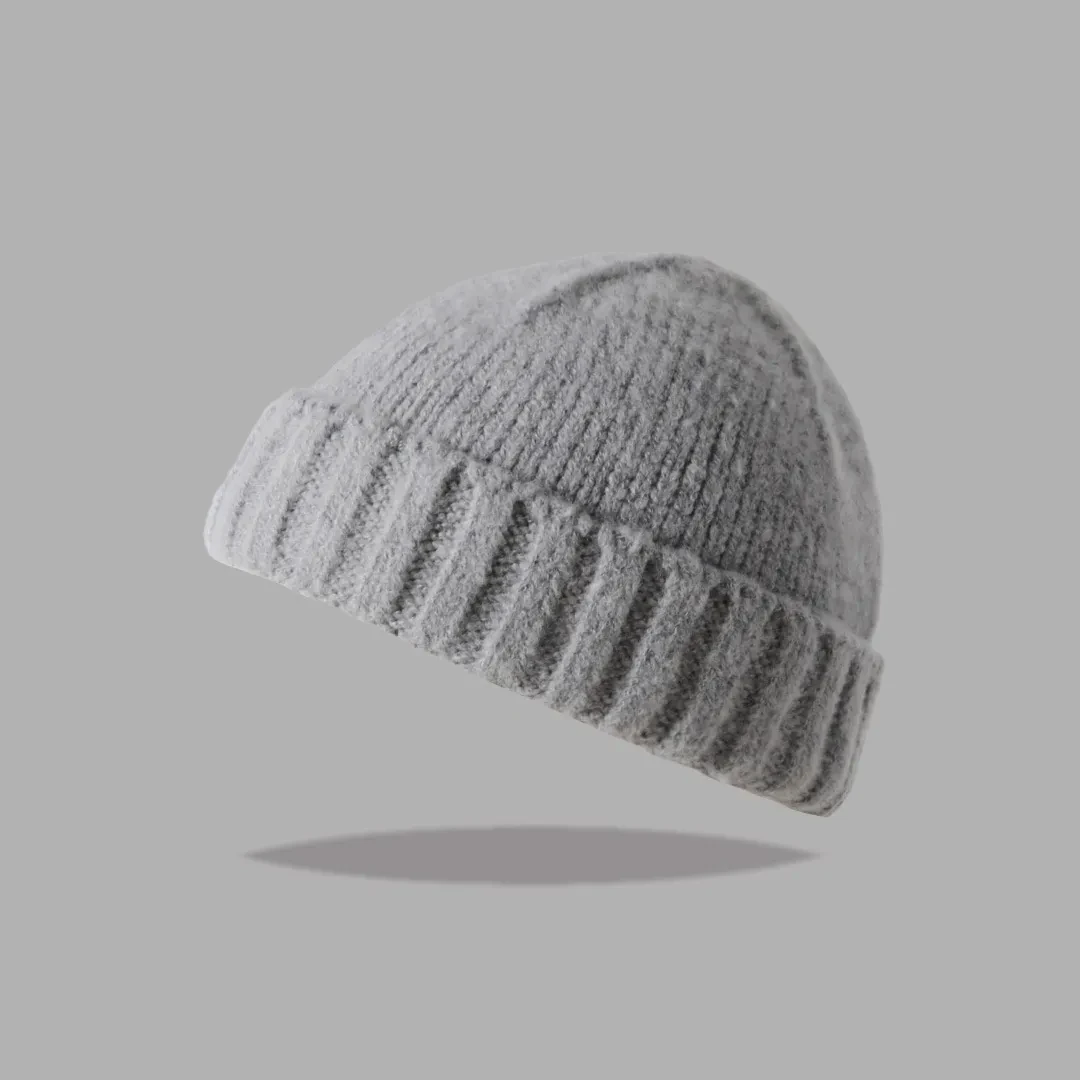 American Knitted Hat Women's All-match Face-looking Little Watermelon Hat Yupi Beanie Hat Light Gray