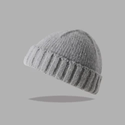 American Knitted Hat Women's All-match Face-looking Little Watermelon Hat Yupi Beanie Hat Light Gray