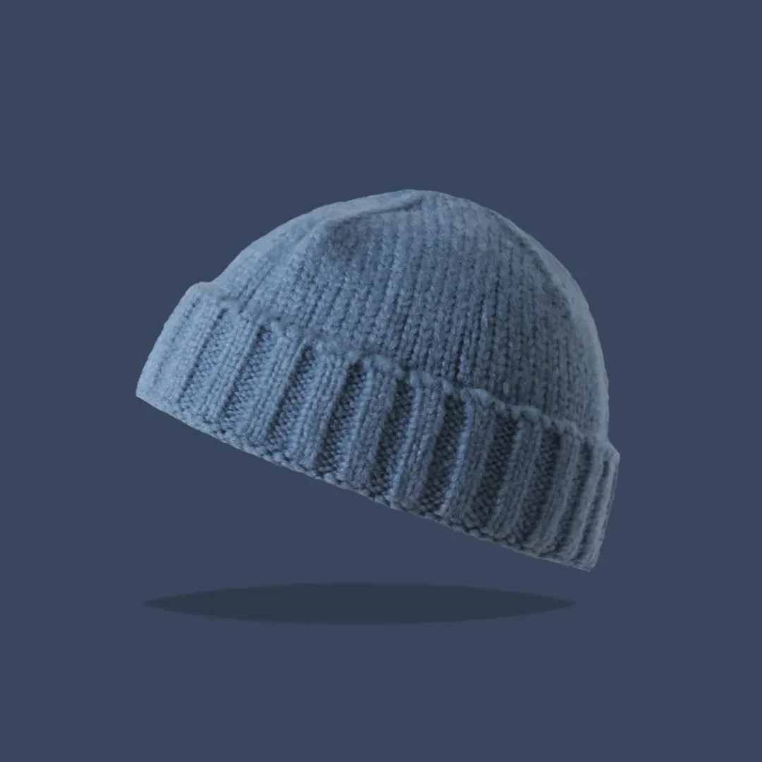 American Knitted Hat Women's All-match Face-looking Little Watermelon Hat Yupi Beanie Hat Light Blue