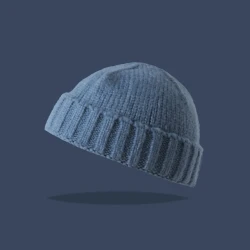 American Knitted Hat Women's All-match Face-looking Little Watermelon Hat Yupi Beanie Hat Light Blue