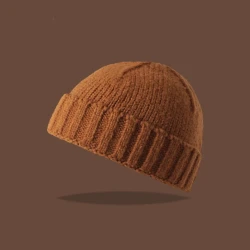 American Knitted Hat Women's All-match Face-looking Little Watermelon Hat Yupi Beanie Hat Khaki