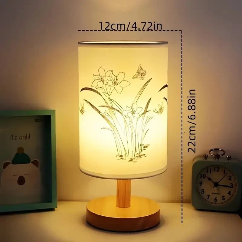 "Contemporary Light" Modern LED Table Lamp with Sisal Orchid Design - Adjustable Brightness & Solid Wood Base in 3 Colors, USB Powered