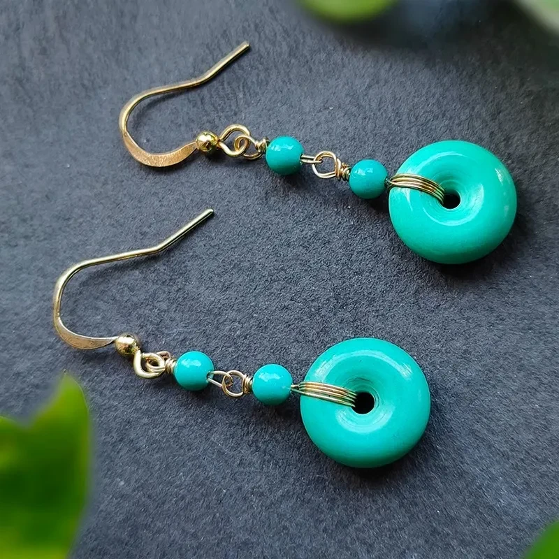 Mongolian Turquoise Peace Buckle Eardrops