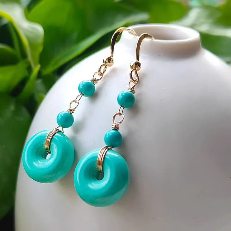 Mongolian Turquoise Peace Buckle Eardrops