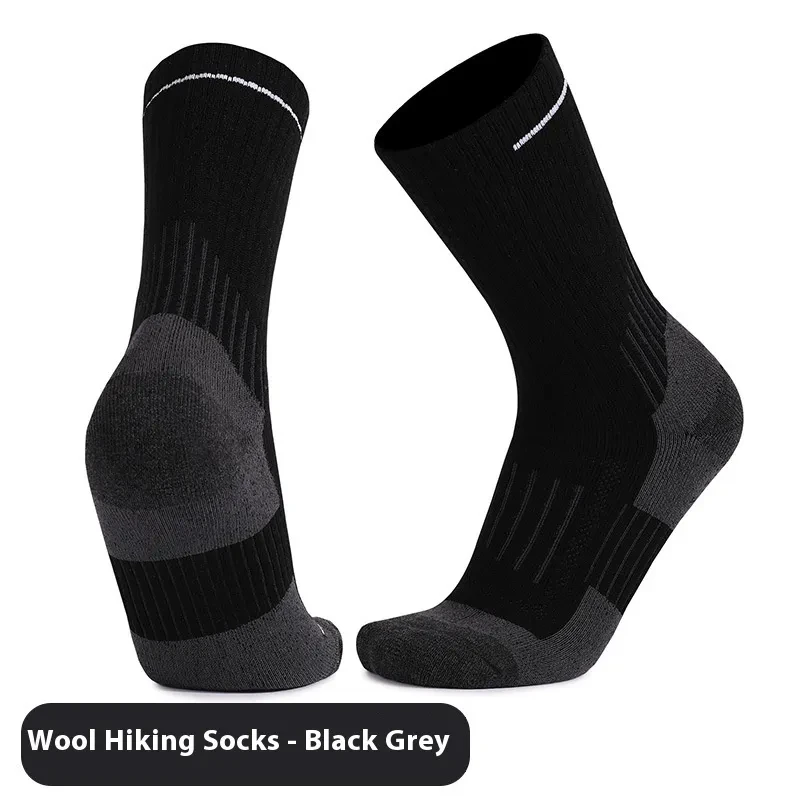 Men's And Women's Warm Wool Knee-high Sports Socks Black and Gray