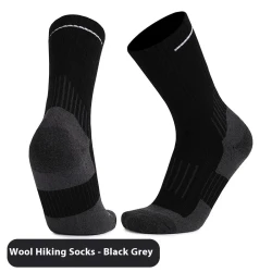 Men's And Women's Warm Wool Knee-high Sports Socks Black and Gray