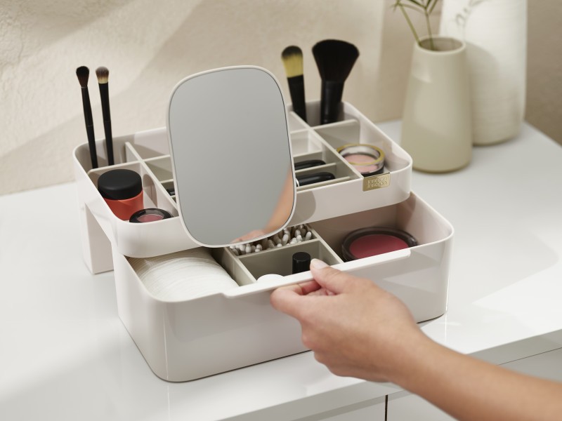 Viva Large Cosmetic Organiser with Removable Mirror - Shell  - Joseph Joseph