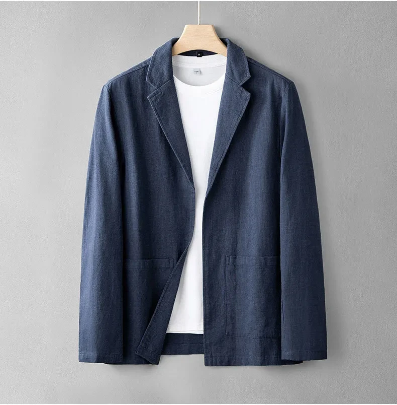 Summer Menswear Simple Leisure Suit Navy Blue
